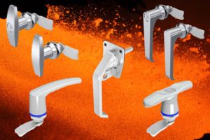 Traditional Stainless Steel L and T handles for cabinet locking from FDB Panel Fittings