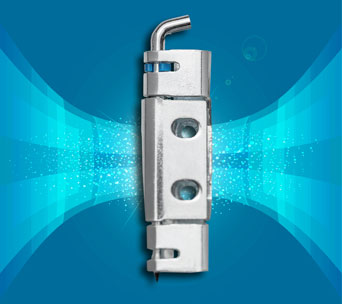 Surface mounted 120 degree door hinge with secured hinge pin from FDB Panel Fittings